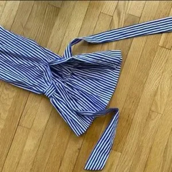 Kimchi Blue Urban Outfitters Striped Off-Shoulder Tie-Back Top White/Blue Size S - Picture 11 of 12